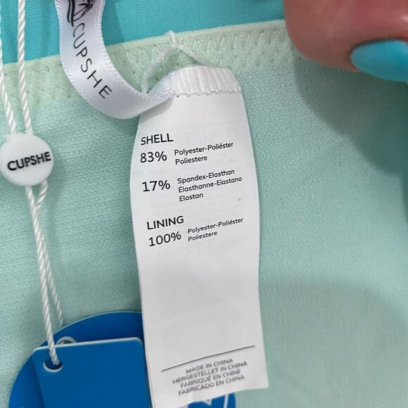 Cupshe Scallop Edge Bikini Set Blue Size M NWT - Picture 4 of 5